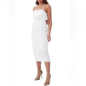 NWT 4TH & Reckless Rian Crinkle Midi Slip White Dress Size XL